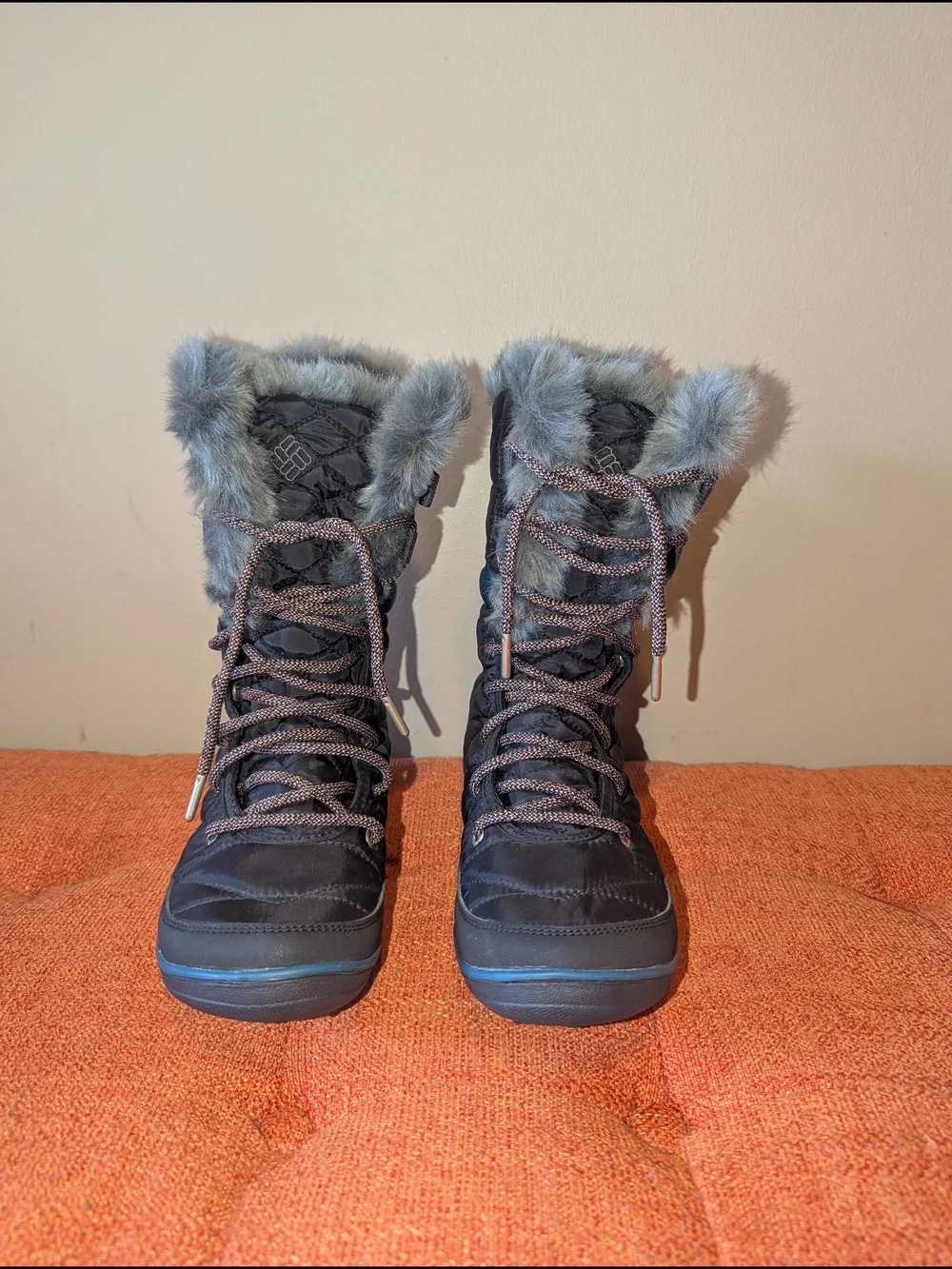 Columbia Black Winter Snow Boots with Bright Blue Accent Waterproof